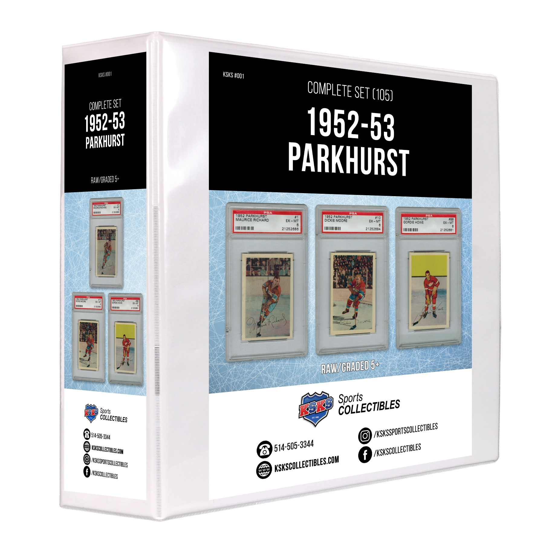 1952/53 Parkhurst Hockey Complete Set 1-105 Raw/Graded 5+ KSKS #001