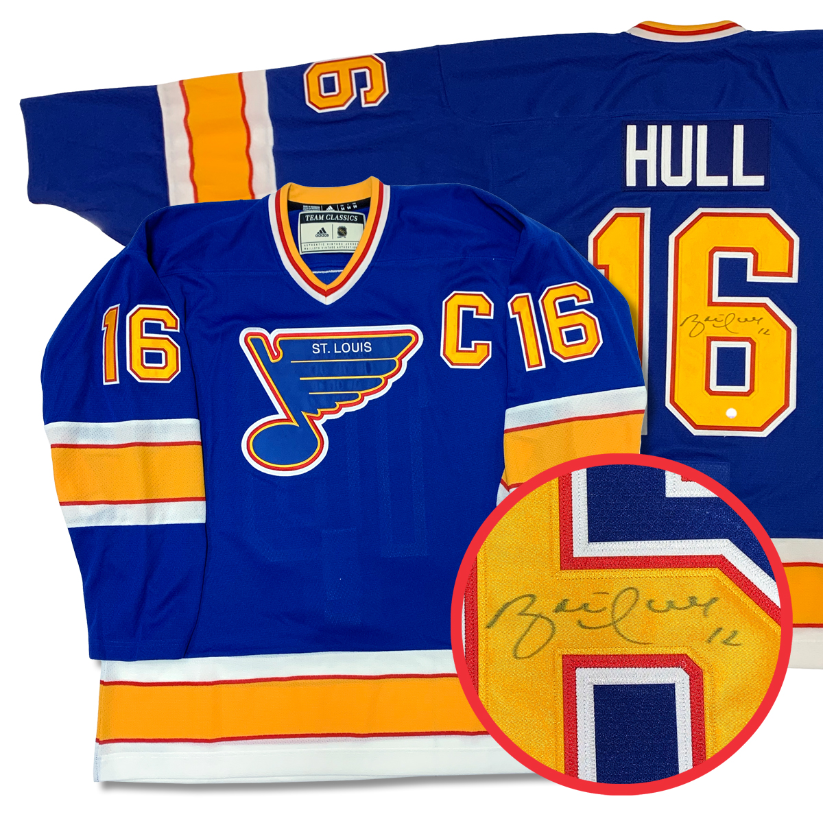 Autographed/Signed Brett Hull St. Louis Retro Blue Hockey Jersey
