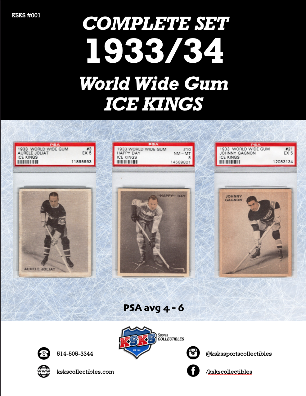 1933/34 World Wide Gum Ice Kings Complete Set